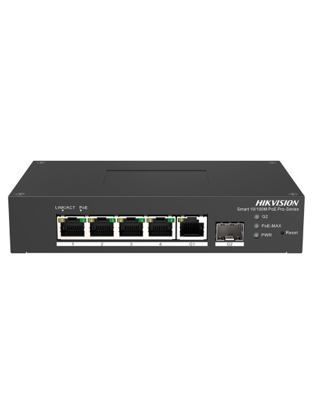 Hikvision DS-3T1306P-SI / HS Switch Poe Hikvision - 4 portas RJ45 Fe + 1 Porta Gigabit RJ45 / SFP - 4 portas Poe + 802.3AF / AT 