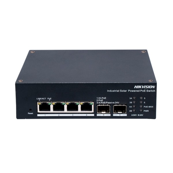 Acheter HIKVISION DS-3T1506HP-EI-UPS commutateur industriel PoE pour scénarios solaires - 4 ports PoE Gigabit + 2 liaisons monta