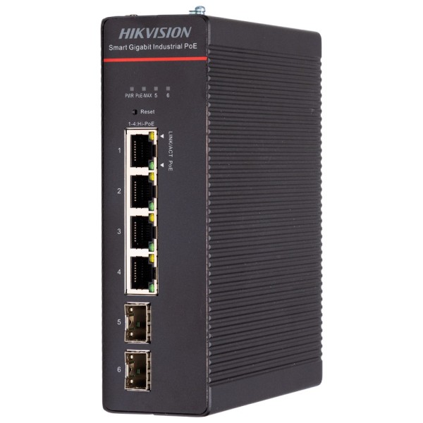 Comprar HIKVISION DS-3T1506HP-SI-4P2F Hikvision Switch Industrial Smart Managed L2 - 4 Puertos Gigabit Hi-PoE + 2 Uplinks SFP - 