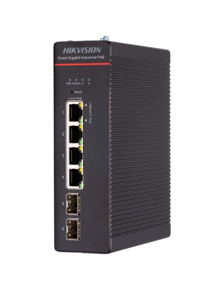 Hikvision DS-3T1506HP-SI-4P2F Hikvision Industrial Switch PoE Cloud Capa 2 - 4 portas PoE ++ Gigabit + 2 portas SFP Gigabit - C