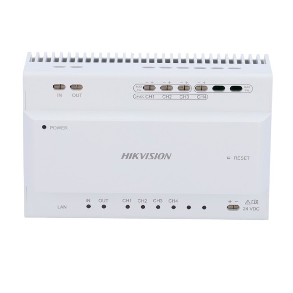Conversor de conversor Hikvision DS-KAD704Y - 2 Fio para IP - 4 grupos de 2 fios - TCP / IP com RJ45 - Devices Feeds para 2
