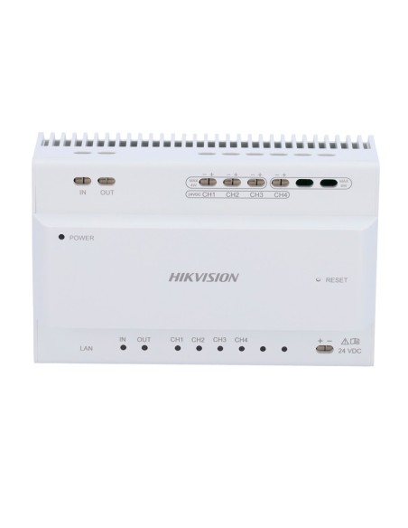 Conversor de conversor Hikvision DS-KAD704Y - 2 Fio para IP - 4 grupos de 2 fios - TCP / IP com RJ45 - Devices Feeds para 2