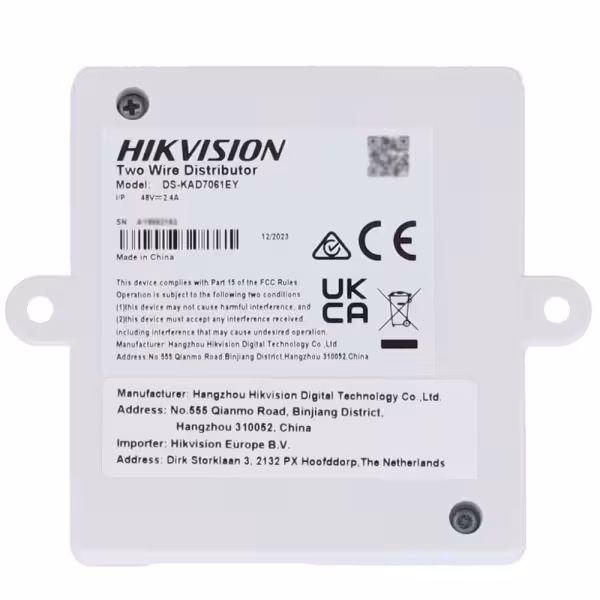 Comprar HIKVISION DS-KAD7061EY Distribuidor para edificios - 4 grupos de 2 hilos HD - Alimenta hasta 4 monitores de 2 hilos HD -