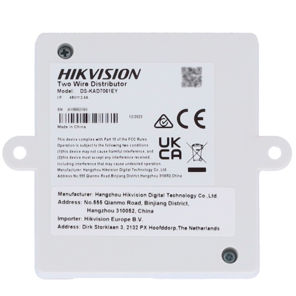 Comprar HIKVISION INTERCOM DS-KAD7061EY Distribuidor para edificios - 4 grupos de 2 hilos HD - Alimenta hasta 4 monitores de 2 h