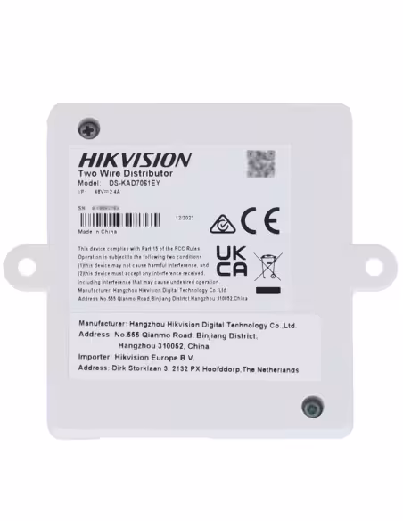 Comprar HIKVISION DS-KAD7061EY Distribuidor para edificios - 4 grupos de 2 hilos HD - Alimenta hasta 4 monitores de 2 hilos HD -