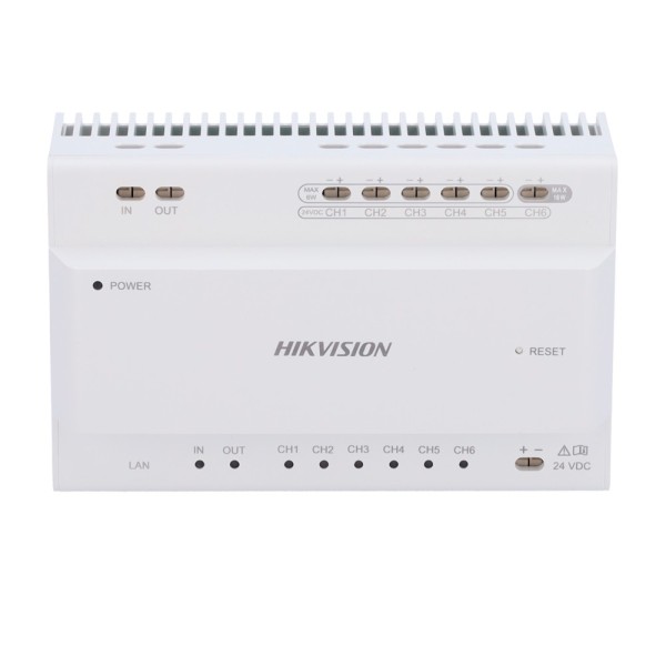 Conversor de conversor Hikvision DS-KAD706Y - 2 fios para IP - 6 grupos de 2 fios - TCP / IP com RJ45 - Dispositivos de feeds pa