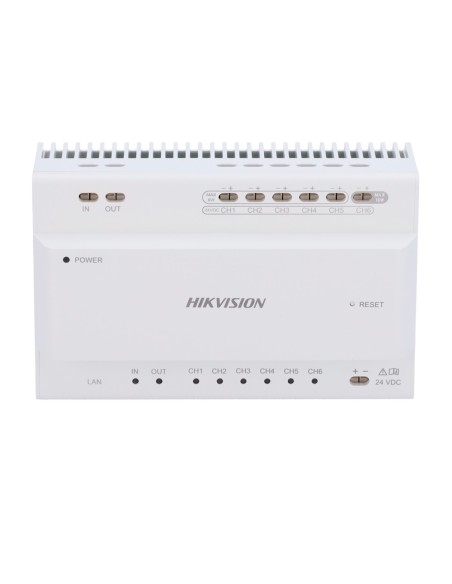 Conversor de conversor Hikvision DS-KAD706Y - 2 fios para IP - 6 grupos de 2 fios - TCP / IP com RJ45 - Dispositivos de feeds pa