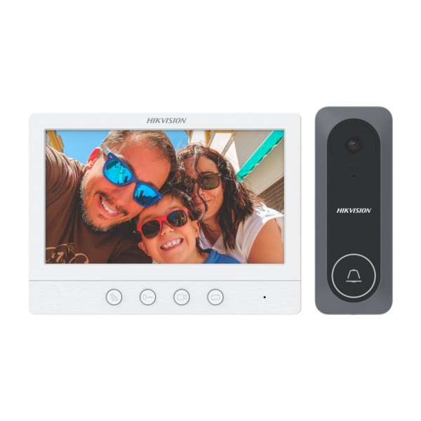 Hikvision DS-KIS212 Vídeo Paypoice - Tecnologia 4 fios análogos - Placa e monitor | Permite mais 2 monitores - conexão