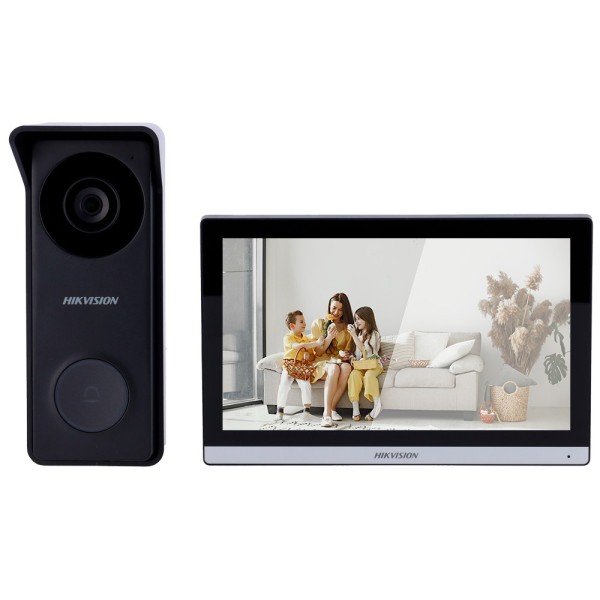 Comprar HIKVISION DS-KIS313-P(B) Kit de videoportero - Tecnología 4 hilos híbrido HD &amp; WiFi - Placa y monitor | Permite 2 mo