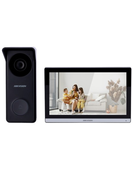 Comprar HIKVISION DS-KIS313-P(B) Kit de videoportero - Tecnología 4 hilos híbrido HD &amp; WiFi - Placa y monitor | Permite 2 mo