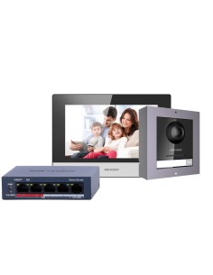 Comprar HIKVISION DS-KIS602(B) Kit de videoportero - Tecnología IP &amp; WiFi | Switch PoE - Placa y monitor | Permite 16 monito