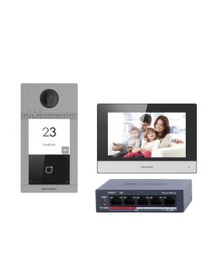 Comprar HIKVISION DS-KIS604-S(C) Kit de videoportero con dos relés - Tecnología IP &amp; WiFi | Switch PoE - Placa y monitor | P
