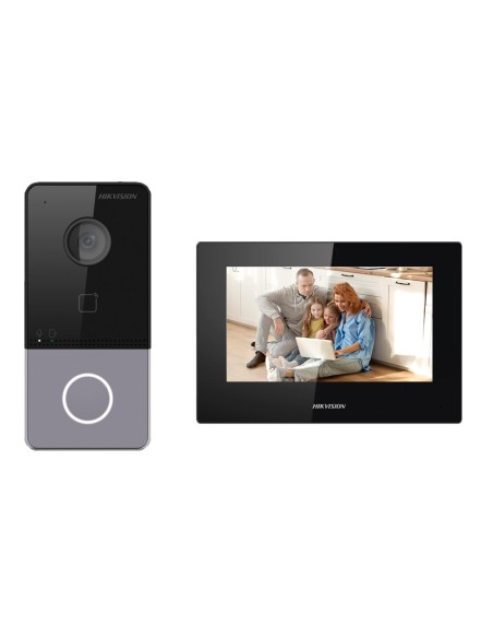 Acheter HIKVISION DS-KIS605-P(C) Kit de visiophone - Technologie IP & Wi‑Fi - Platine de rue et moniteur | Permet jusqu’à 16 mon