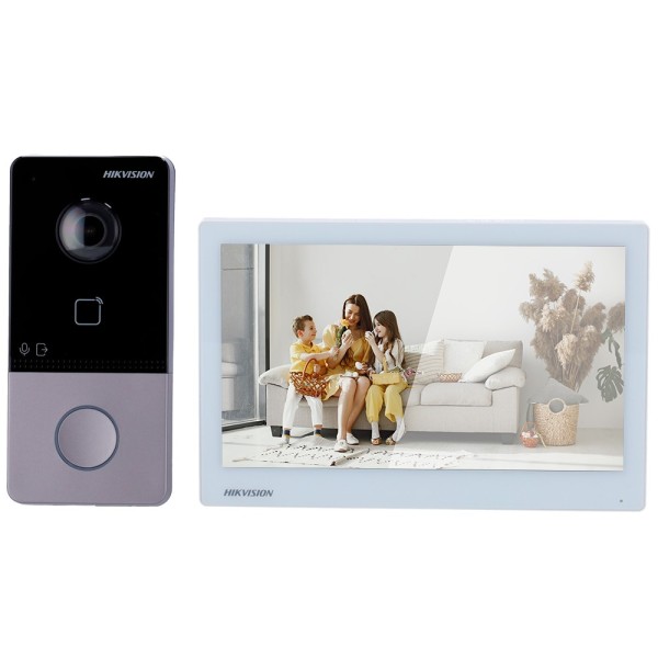 Acheter le kit de visiophone HIKVISION DS-KIS607-S – Technologie IP & WiFi | Switch PoE – Platine et moniteur | Permet 16 monite