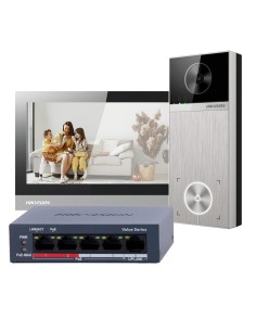 Hikvision DS-KIS613-S PORTA VIDEO KIT 4 MPX - Tecnologia WiFi IP & Amp | Mudar PoE - placa e monitor | Permite 16 monitores 