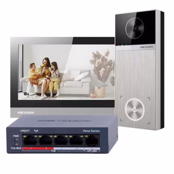 Kaufen HIKVISION DS-KIS613-S 4-Mpx-Video-Türsprechanlagen-Kit – IP- & WLAN-Technologie | PoE-Switch – Türstation und Monitor | E