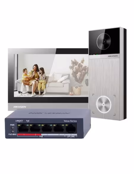 Kaufen HIKVISION DS-KIS613-S 4-Mpx-Video-Türsprechanlagen-Kit – IP- & WLAN-Technologie | PoE-Switch – Türstation und Monitor | E