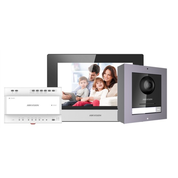Comprar HIKVISION DS-KIS702Y Kit de videoportero - Tecnología 2 hilos con TCP/IP &amp; WiFi - Placa y monitor | Permite 16 monit