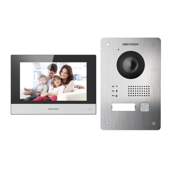 Kaufen Sie HIKVISION DS-KIS703Y-P Video-Türsprechanlagen-Kit – 2-Draht-Technologie mit TCP/IP & WLAN – Türstation und Monitor | 