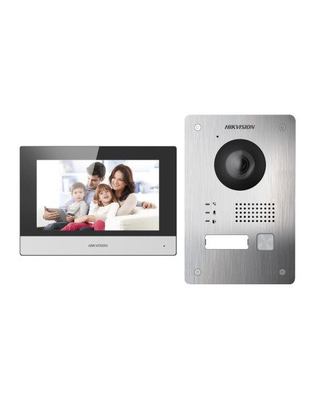 Acheter le kit de visiophone HIKVISION DS-KIS703Y-P – Technologie 2 fils avec TCP/IP & Wi‑Fi – Platine et moniteur | Permet seul
