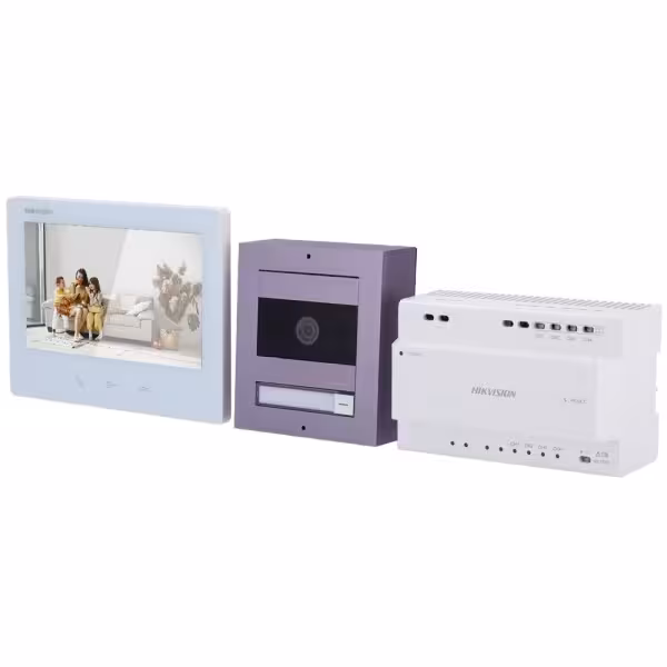 Acheter HIKVISION INTERCOM DS-KIS704EY/ALUMINUM Kit de visiophone - Technologie 2 fils HD avec WiFi - Platine et moniteur | Perm