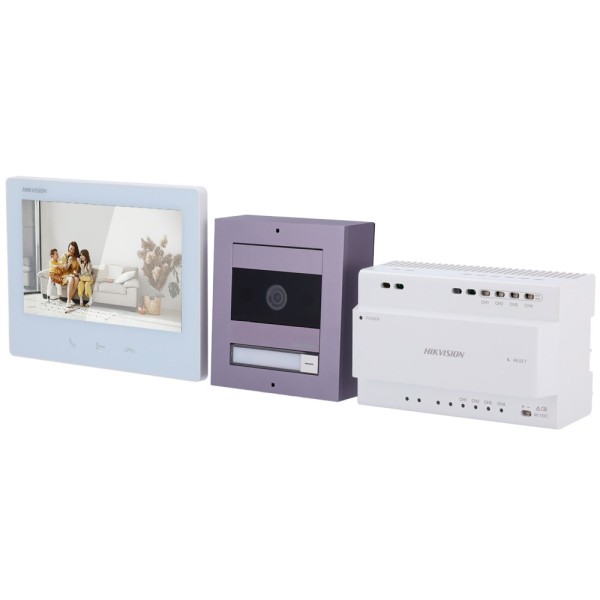 Acquistare HIKVISION INTERCOM DS-KIS704EY/ALUMINUM Kit videocitofono - Tecnologia HD a 2 fili con WiFi - Placca e monitor | Cons