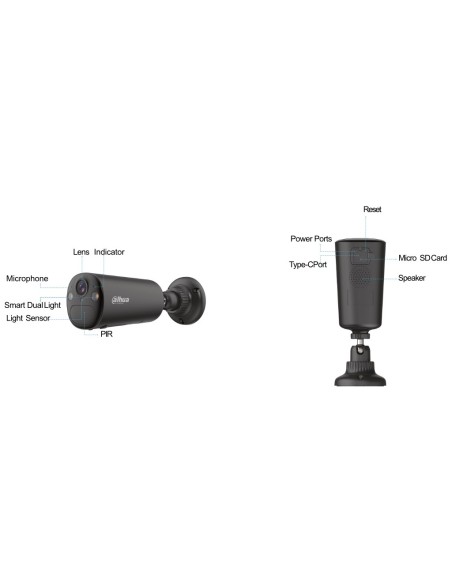 Comprar DAHUA BF8CA-XL/M0508 Tubular IP H265 8M Iluminación Dual LED20m/IR15m 2.1mm IP66 PIR MIC/Altavoz WiFi AI color negro con