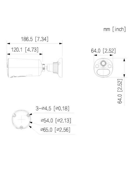 Comprar DAHUA BF8CA-XL/M0508 Tubular IP H265 8M Iluminación Dual LED20m/IR15m 2.1mm IP66 PIR MIC/Altavoz WiFi AI color negro con