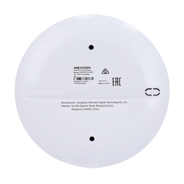 Comprar HIKVISION DS-PDCL12-EG2 Detector cableado de techo - Alcance detección 12 m - Resistencias fin de línea (EOL) selecciona