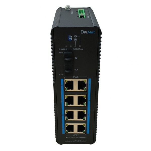 Comprar DRNET ISGE10-8P-240W Switch PoE+ Industrial 8 puertos Gigabit +2SFP Gigabit 240W No_Gestionable ISGE10-8P-240W