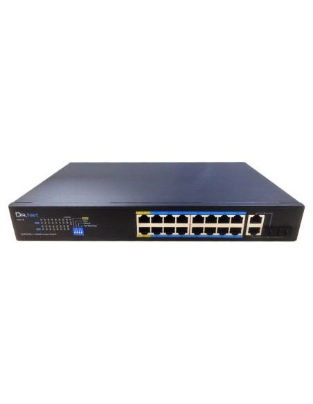 Comprar DRNET CSFE18-16P-200W Switch PoE 16 puertos 10/100 + 2 Combo Gigabit 200W No_Gestionable CSFE18-16P-200W