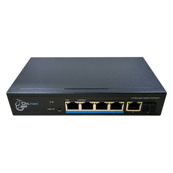 Comprar DRNET CSGE06S-4P-60W Switch PoE 4 puertos Gigabit + 2 Uplink(1RJ45+1SFP) 60W Gestionable CSGE06S-4P-60W