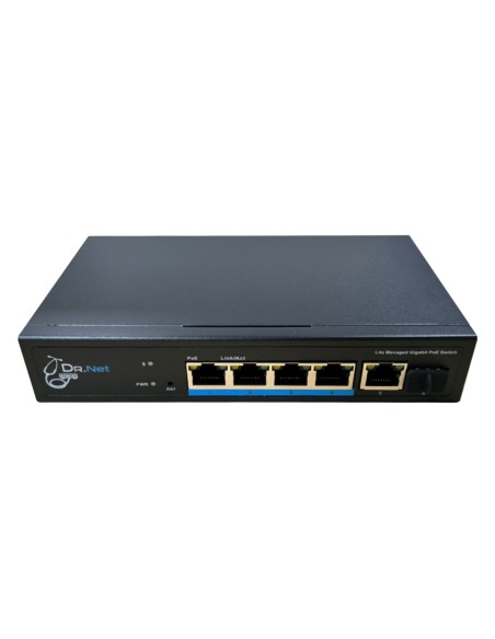 Comprar DRNET CSGE06S-4P-60W Switch PoE 4 puertos Gigabit + 2 Uplink(1RJ45+1SFP) 60W Gestionable CSGE06S-4P-60W