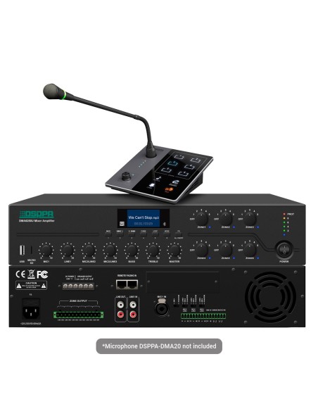 DSPPA DSPPA-DMA6250U Mini Misturador Digital - Amplificador 100V - Player USB / FM / Rádio Blutooth - Potência nominal 250W 