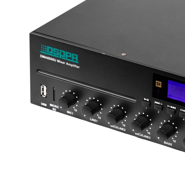 DSPPA DSPPA-DMA6500U Misturador Digital Matrix - 100V Amplificador - Player USB / FM / Rádio Blutooth - Potência nominal 500