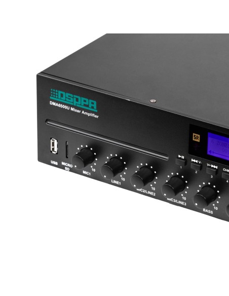 Comprar DSPPA DSPPA-DMA6500U Matriz mezclador digital - Amplificador 100V - Reproductor USB / Radio FM / Blutooth - Potencia nom