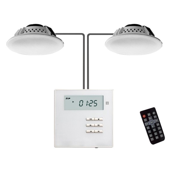 DSPPA DSPPA-M2U 2 x 2x10W Alto-falantes de teto - Amplificador de parede - Reprodução via BT, FM, SD, USB, AUX - Controle Remoto