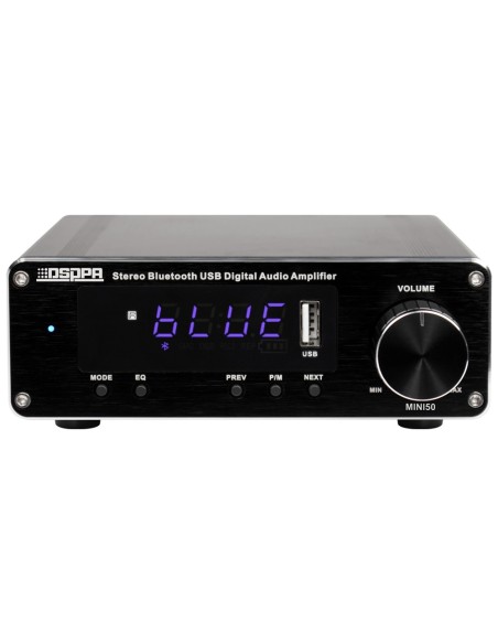 Amplificador de jogador DSPPA DSPPA-MINI50 - 2 x 60W - Conexão Bluetooth - Reprodução USB - Predefinições de Equalização - Coman
