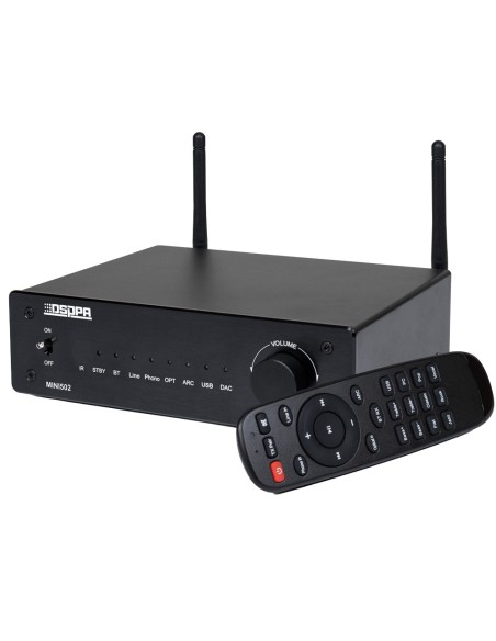 DSPPA DSPPA-MINI502 Amplificador de Jogador - 2 x 50W - Conexão Dual Bluetooth - Reprodução USB - Configurações para equalização