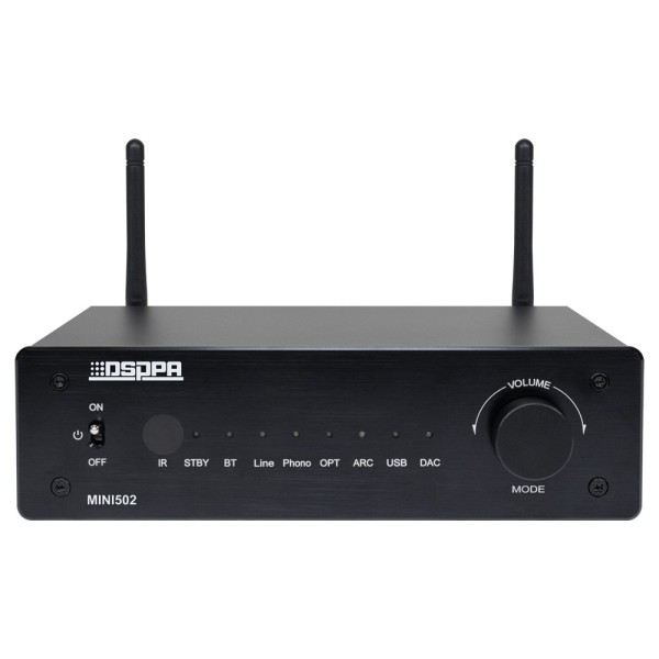 DSPPA DSPPA-MINI502 Amplificador de Jogador - 2 x 50W - Conexão Dual Bluetooth - Reprodução USB - Configurações para equalização