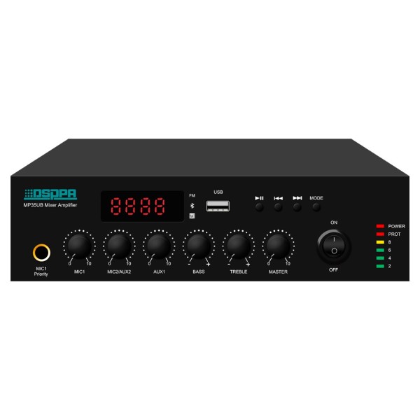Comprar DSPPA DSPPA-MP120UB Mini mezclador digital - Amplificador 100V - Reproductor USB / Radio FM / Blutooth - Potencia nomina