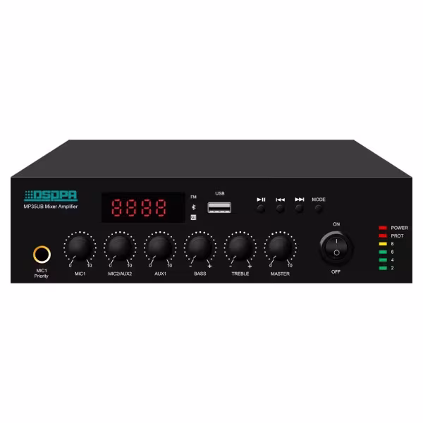 Comprar DSPPA DSPPA-MP60UB Mini mezclador digital - Amplificador 100V - Reproductor USB / Radio FM / Blutooth - Potencia nominal