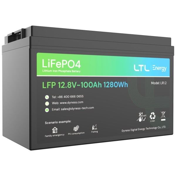 Comprar DYNESS DY-AR-1200 Batería estacionaria - Capacidad 1280Wh - LiFePO4 12V / 100Ah - 3000 ciclos de vida - Hasta 16 unidade