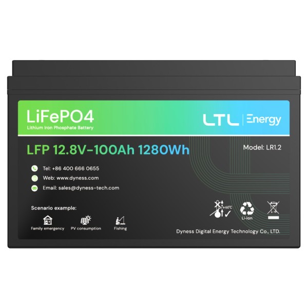 Tintura Dy-AR-AR-1200 Bateria estacionária - 1280Wh Capacidade - Lifepo4 12V / 100AH - 3000 ciclos de vida - até 16 unidades