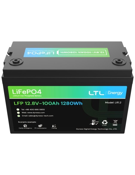 Tintura Dy-AR-AR-1200 Bateria estacionária - 1280Wh Capacidade - Lifepo4 12V / 100AH - 3000 ciclos de vida - até 16 unidades