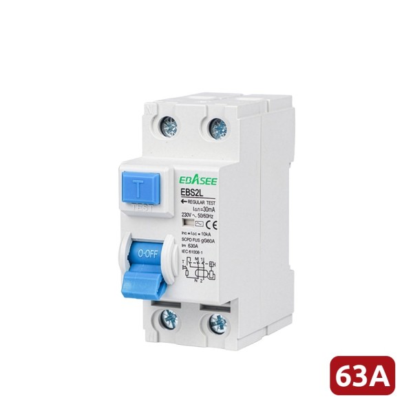 Comprar OEM EBS2L-63A-2P Interruptor diferencial - Corriente nominal 63A - 2 polos (instalaciones monofásicas) - Sensibilidad 30