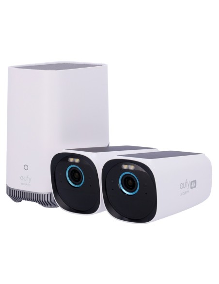 Eufy Eufy-Cam3-S330 Kit 2 4K Câmeras Solares + 1 HomeBase 3 - Detecção Humana, Animais de Estimação e Veículos - HomeBase Wifi c