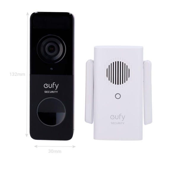 Eufy eufy-Doorbell-C211 Wi-Fi Kit de anel com eufy Vídeo por Anker - Resolução 1080p - Detecção de rosto e corpos humanos -