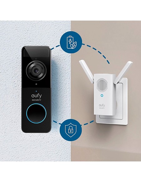 Eufy eufy-Doorbell-C211 Wi-Fi Kit de anel com eufy Vídeo por Anker - Resolução 1080p - Detecção de rosto e corpos humanos -