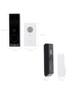 Eufy Eufy-Doorbelb-E340-Kit Ring Kit WiFi Câmera Dupla Eufy por Anker - Resolução 2K - Detecção de Pacote e Grant 2